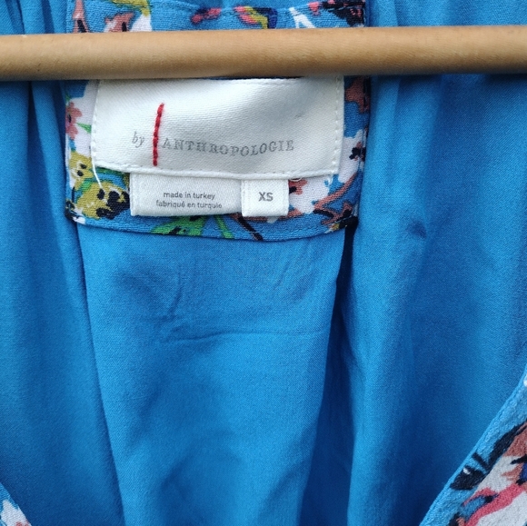 Anthropologie Robin Tiered Mini Dress Blue Green Floral XS - Picture 6 of 9